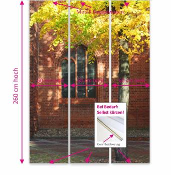 Flächenvorhang Herbst in der Stadt 3er Set, Schiebegardine, Schiebegardinen, blickdicht, Flächenvorhang blickdicht, Schiebevorhang,